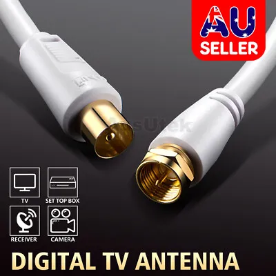 $6.25 • Buy 1.8M 3M 5M 10M TV Antenna Cable PAL Male To F-Type Flylead Aerial Cord Coax Lead