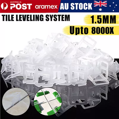 8000x Tile Leveling System Clips Levelling Spacer Tiling Tool Floor Wall 1.5mm • $13.90