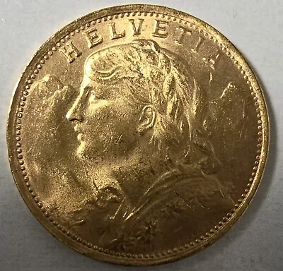 1935 B Switzerland 20 Franc Gold Coin HELVETIA (0.1867 Oz AGW) In Capsule • $499.99