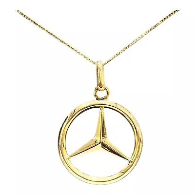 18ct 18K Yellow Gold Mercedes Benz Badge Round Pendant 30mm 10.95 Grams. New • $1428.76