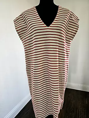 J Crew Womens Size M Striped Shirt Dress V-neck Vacation Nautical Red White • $19.99