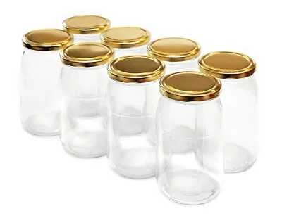 GLASS JARS 900ml  & GOLD LID -PICKLE CHUTNEY HONEY STORAGE FREE P&P • £15.95