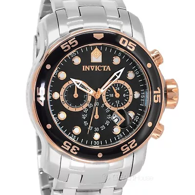 INVICTA Pro Diver Scuba Mens Chronograph Watch Black Rose Gold Stainless Steel • $76.80