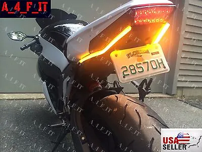 2x Amber LED Motorcycle Turn Signals Flex Strip Set Slim Flush Flex Busa DRL • $27.99