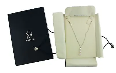 Mikimoto 18k White Gold 3 Akoya Cultured Pearl .08tcw Diamond Necklace 16  18  • $799.98