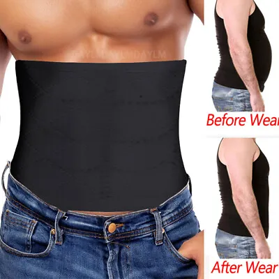 Men Sauna Tummy Tuck Belt Body Shaper Girdle Belly Slim Waist Trainer Fat Burner • £7.99