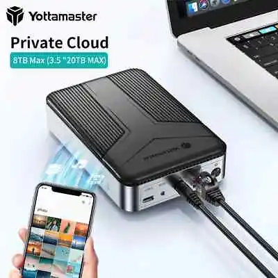 Yottamaster 2.5  3.5  NAS SATA HDD SSD Enclosure Type C USB 3.2 Quad-Core 8G 20G • £69.99