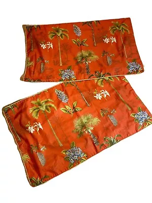 Echo Set Of 2  King Pillowcases Cotton 25.5  X 42   Tropical Theme Earthy Colors • $20.10