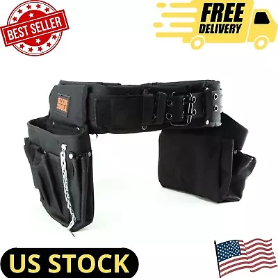 Black Nylon Electricians Tool Belt Contractor Bag Pouch Storage Klein Tools • $59.99