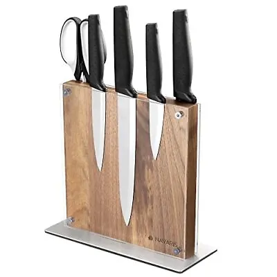 Navaris Wood Magnetic Knife Block - Double Sided Wooden Magnet Holder Board S... • $53.74