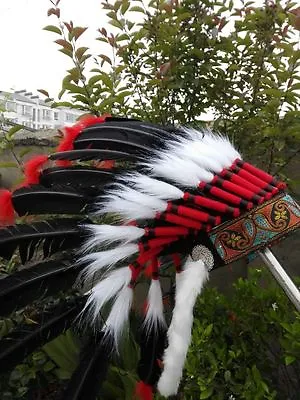 $41.40 • Buy Black Feather Headdress Feather Headpiece For Halloween Costume Supply