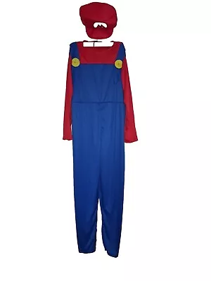 Mens Adult Super Mario And Luigi Fancy Dress Plumber Bros Halloween Costume UK L • £6.71