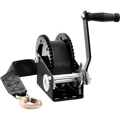 VEVOR 2000lbs Hand Winch Heavy Duty Hand Crank 23ft Polyester Strap For Boat/ATV • $34.49