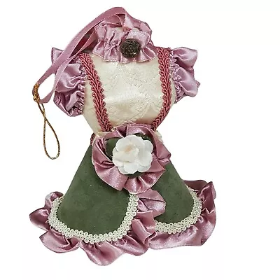 Victorian Ruffled Dress Fabric Christmas Tree Ornament 6  Satin Brocade • $6.52