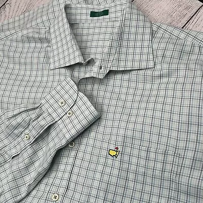 Peter Millar Clubhouse Coll. Masters Button Shirt Mens Size L Plaid Check Logo • $49.95