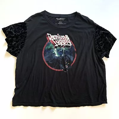Ralph Lauren Denim Supply T Shirt Womens Large Panther Graphic Velvet Sleeve • $14.76