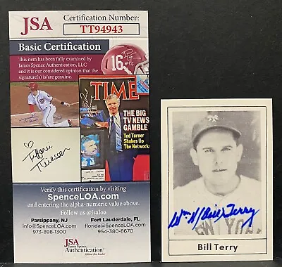 BILL TERRY JSA Signed Autograph 1978 Grand Slam New York Giants HOF • $29.99