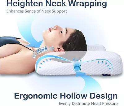 Cervical Neck Pillows For Pain Relief Sleeping Ergonomic Built-in Neck Roll Wit • $26.95