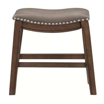 Pemberly Row 20  Transitional Faux Leather Saddle Dining Stool In Gray • $76.01