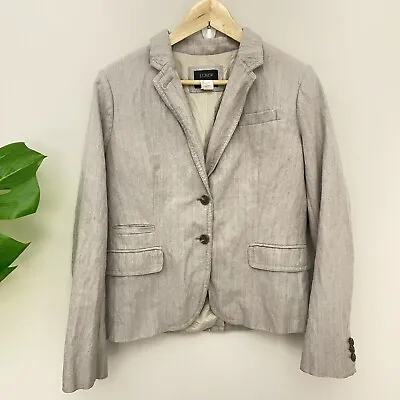 J. Crew Schoolboy Blazer Jacket Womens Size 10 Beige Herringbone Career Work • $31.99