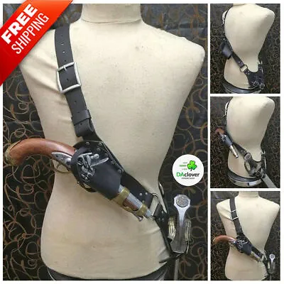 £27.06 • Buy Pirate Leather Baldric Gun Sword Holster Flintlock Pistol Medieval Strap Costume