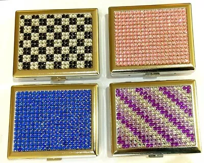 £4.99 • Buy KING SIZE Cigarette Case With DIAMANTE 4 Colours GIFT Box Holds 18