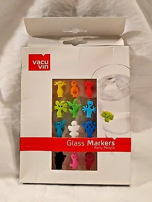 $19.95 • Buy Colorful GLASS MARKERS Vacu Vin PARTY PEOPLE Wine Glass Sneaky Suction Cups IDs