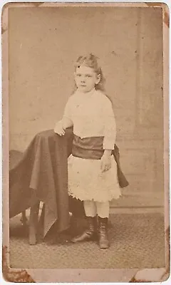 ANTIQUE CDV CIRCA 1870s BROWN CUTE LITTLE GIRL IN WHITE DRESS WHEELING VIRGINIA • $9.99