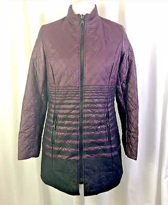 Steilmann Purple Lightweight Quilted Jacket With Wool Accent Stripes UK12 E1353 • £8.54