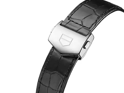 Tag Heuer Monaco Genuine Short Black Leather Strap Clasp BY6514 FY6177 • £299