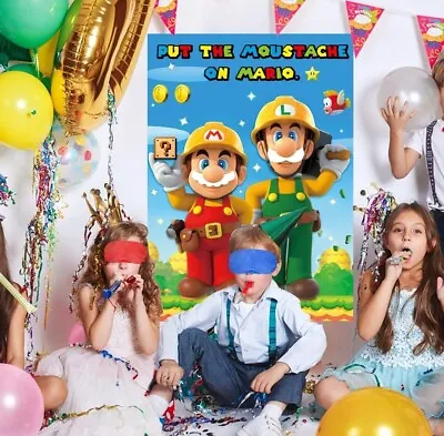 Super Mario Brothers Pin The Mustache Game Birthday Party Games For Kids Decore  • $14.95