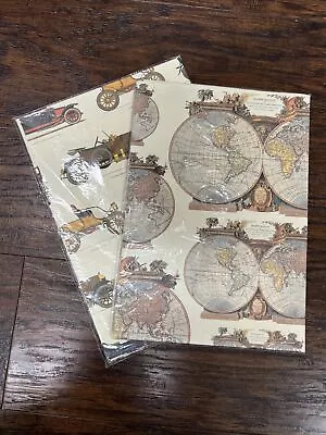 Grafiche Tassotti Gift Wrap Papers Printed In Italy Lot Of 2 Sheets Cars Maps • $6.99