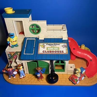 1970s Fisher Price Little People Sesame Street Clubhouse Play Set #937 + 5 Figs • $55