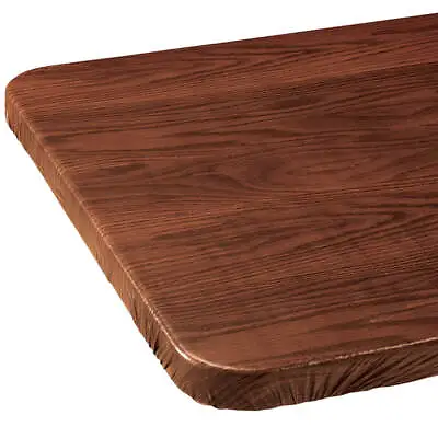 Wood Grain Vinyl Elasticized Banquet Table Cover • $26.59