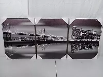 Canvas Wall Art - San Francisco Black And White - 3 Piece • $30