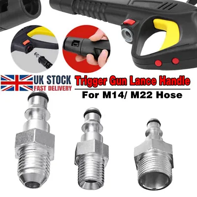 UK Quick Release Pressure Washer Gun Hose Fittings To M14/M22 Adapter For Lavor • £7.99