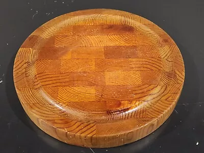 Vtg Butcher Block Cutting Board  Maple End Grain Round Meat Well Mark 13.5  MCM • $49.51