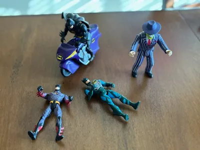 Batman Action Figures ..vintage... Lot Of 4 ..includes Motorcycle • $13.50