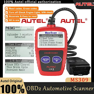 Autel MS309 OBD2 CAN OBD2 Auto Diagnostic Tool Engine Fault Code Reader Scanner • $18.99