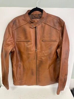 $225 • Buy Buffalo Jackson THOMPSON LEATHER MOTO JACKET 100% Full Grain Lambskin XL CHEAP!