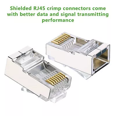 5 X Shielded RJ45 Crimp Connector Modular Plug 8P8C CAT6 CAT6a STP LAN Network • $18.99