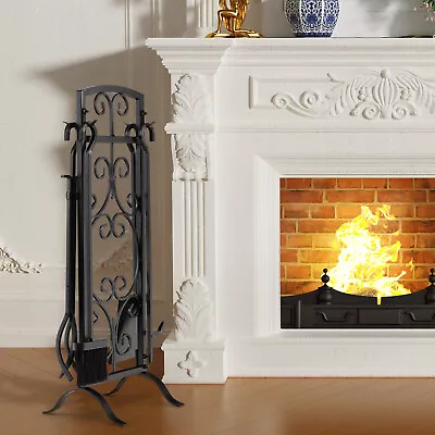 $55.59 • Buy 5 Pieces Fireplace Tool Set And Holder Accessories With Easy-To-Grab Handles