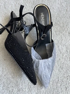 £18.99 • Buy Pointed Toe Sling Shoes Black  Diamanté Ankle Strap New 7 Head Over Heels