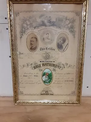 1886 Framed Marriage Certificate Freeland Laurence StetsonMaine • $180