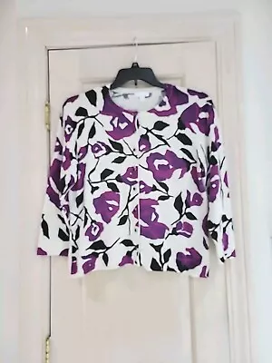 Charter Club Women's Multicolor Floral Print 3/4 Sleeve Button Cardigan Sz L • $6.70