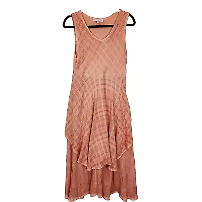 Pretty Angel Dress Womens Medium Peached Layered Fairy Linen Lagenlook Y2k 90s • $29.99