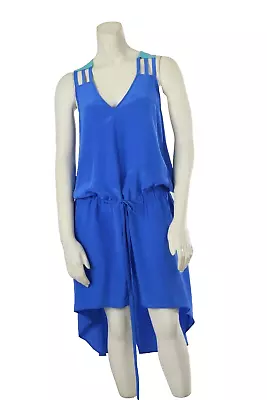 MASON Cobalt Blue Silk Sleeveless V Neck High Low Dress Size 2 • $33.99