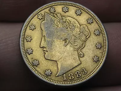 1883 Liberty Head V Nickel- No Cents VF Details Gold Plated Racketeer Nickel • $38.31