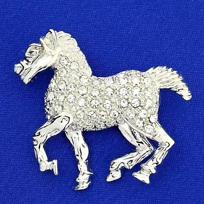Horse Brooch Made With Swarovski Crystal Mustang Cowgirl Cowboy Pin Charm Gift • $38.98