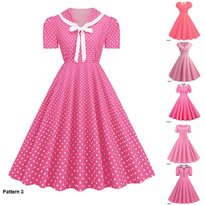 £12.89 • Buy Women Retro Polka Dot Swing Dress 50s 60s Rockabilly Cocktail Eveining Party UK